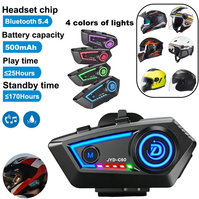 

Kebidumei 1/2 шт. Bluetooth-гарнитура для мотоциклетного шлема, беспроводная гарнитура для звонков, водонепроницаемая, с голосовым помощником, музыкальный плеер, наушники