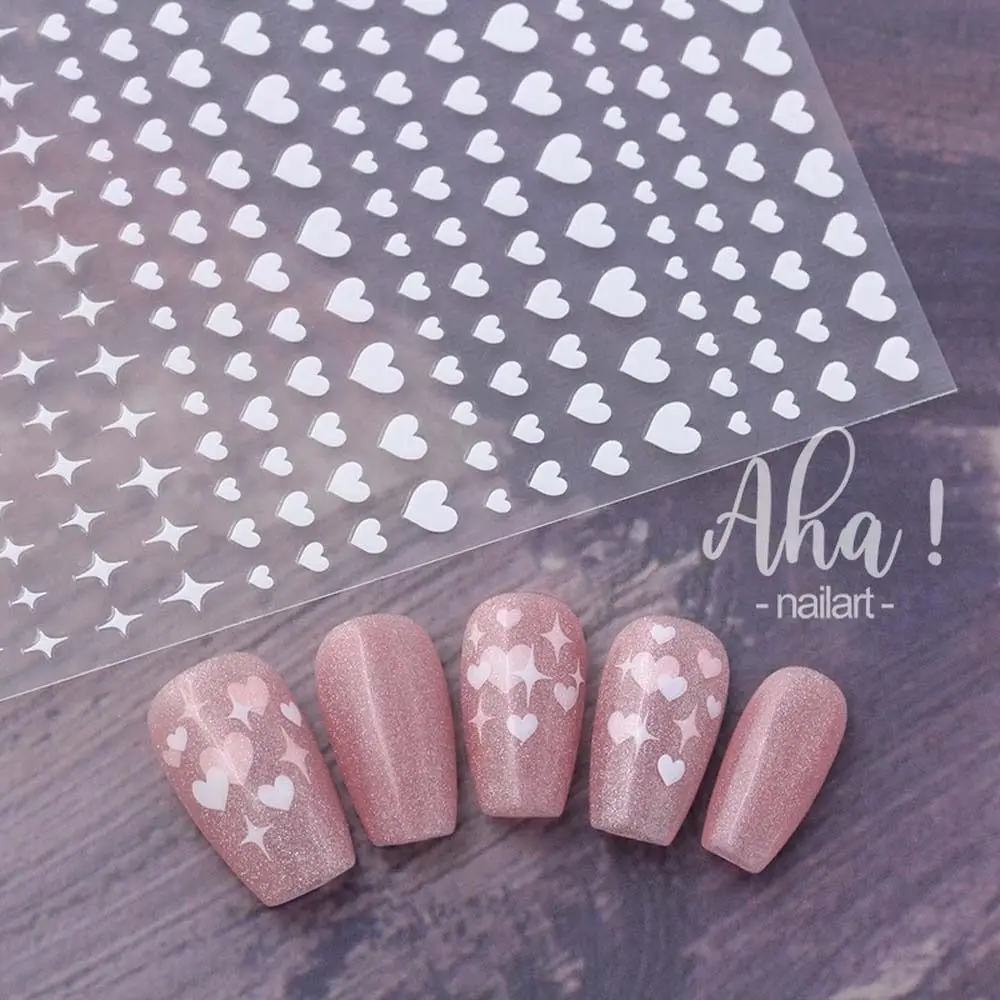 Arte coreano para uñas, pegatinas autoadhesivas para uñas con forma de corazón y estrella, decoraciones artísticas para uñas, accesorios de manicura, calcomanías para uñas con corazón de amor