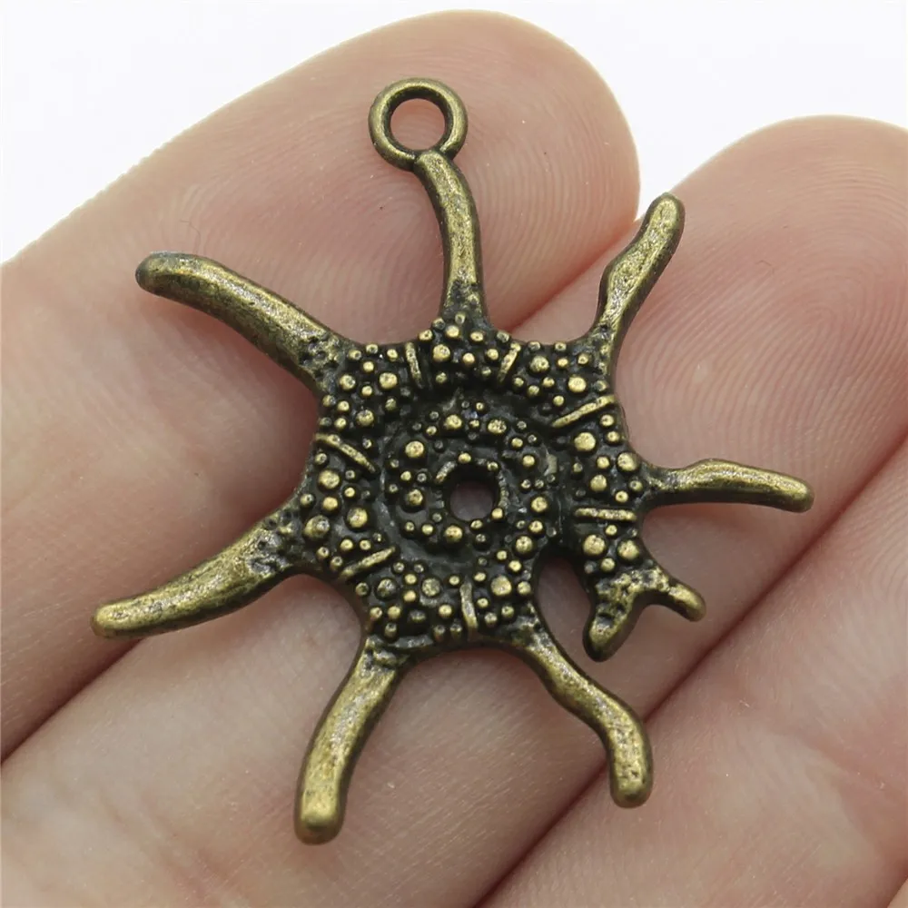 6pcs 32x30mm(1.26x1.18inch) 2 Colors Antique Bronze Color Antique Silver Color Aquatic Creatures Charms DIY Jewelry Making