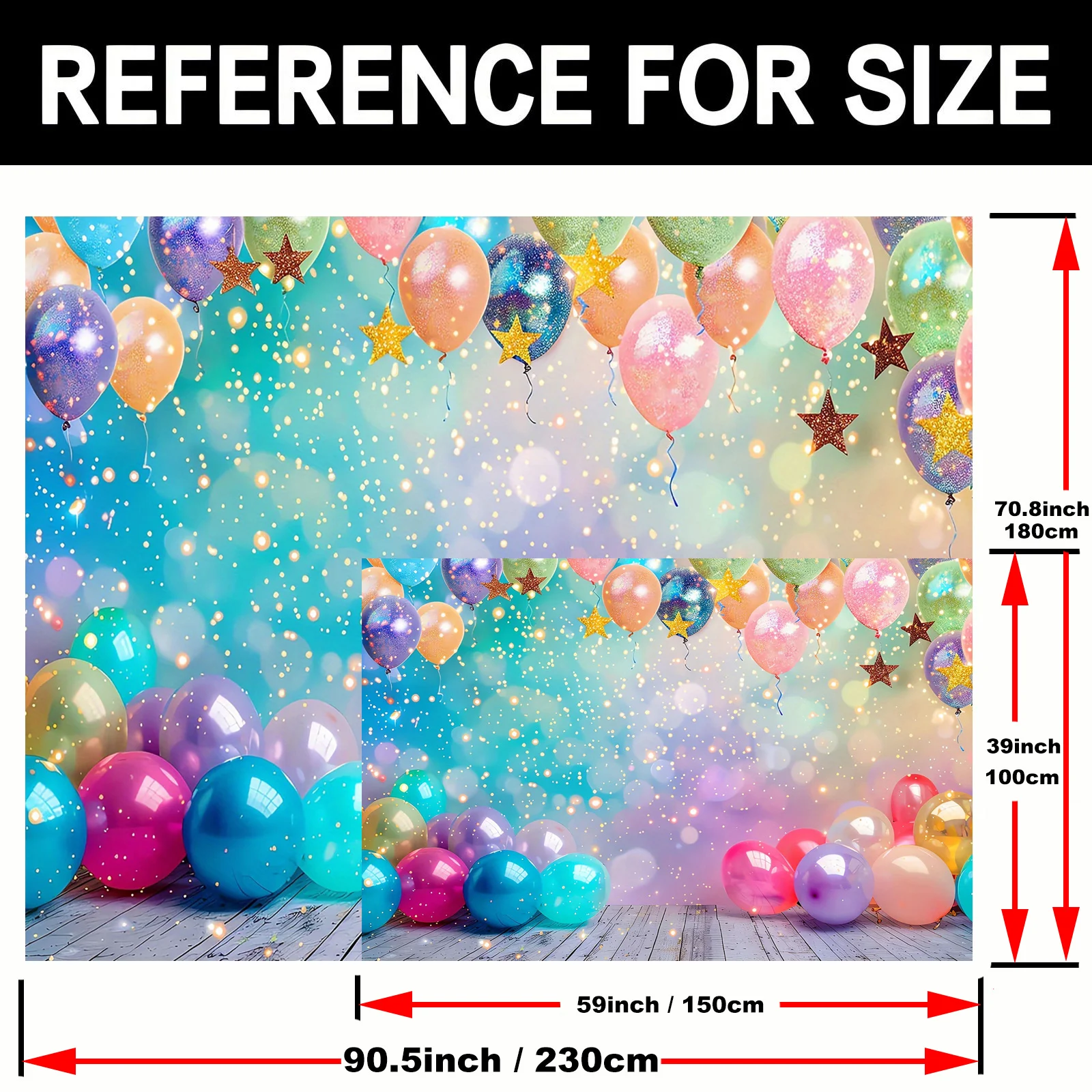 قطعة واحدة، مناسبة لجميع المناسبات كخلفية احتفالية - بالونات حية ونجوم لامعة