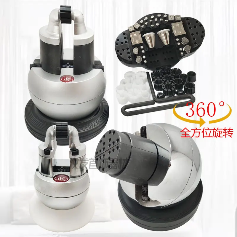GRS Large Clip Nozzle Stainless Steel Engraved Stone Seat 360 Degree Rotating Batch Chisel Engraved Flower Hemisphere Inlaid