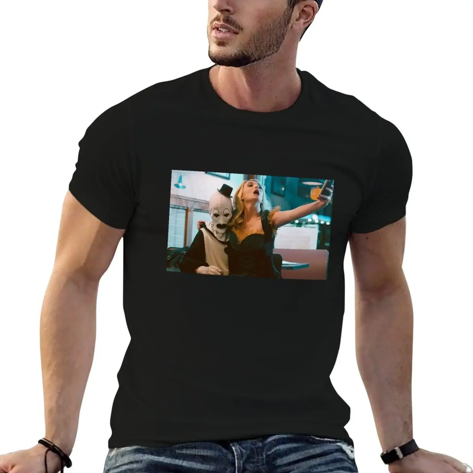 Art The Clown Getting a Selfie - Terrifier T-Shirt anime figures Aesthetic clothing tshirts for men