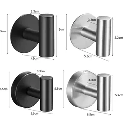 304 stainless steel Bathroom Towel Hooks black Coat Robe Hook bathroom Wall Mounted round Hanger hook kitchen organizer hardware