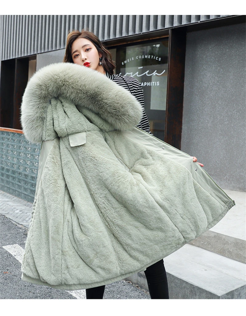 Winter Jacket Coat New Women Parka Clothes Long Coat Wool Liner Hooded Jacket Fur Collar Thick Warm Snow Wear Padded Parka