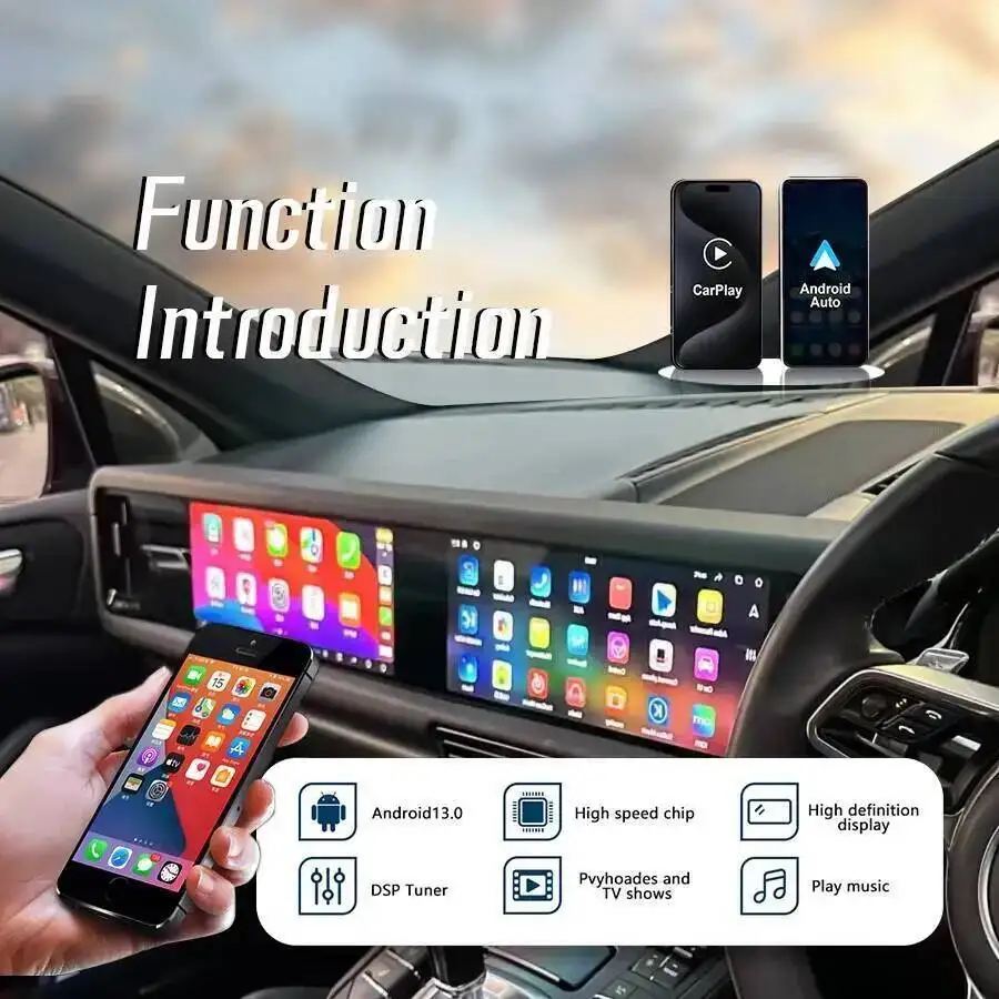 

Для Porsche Cayenne 2010-2016 Android 12,3 + 12,3-дюймовый двойной экран 12 + 256 ГБ Carplay обновленный интерактивный мультимедийный видеоплеер