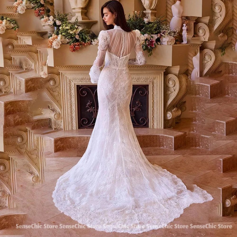 فستان زفاف حورية البحر بأكمام طويلة فستان زفاف فاخر للمناسبات الخاصة رداء De Soiree نسائي للحفلات الراقصة