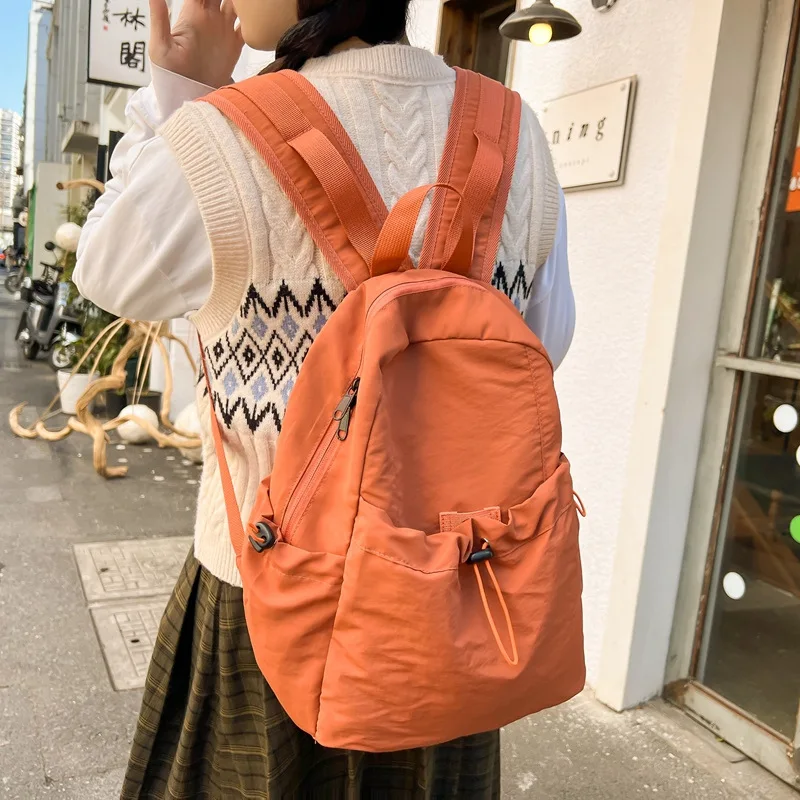 

Casual Backpack Women Large Capacity Fashion Junior High School Student Pleat Schoolbag Cloth Bag Korean Travel Backpack