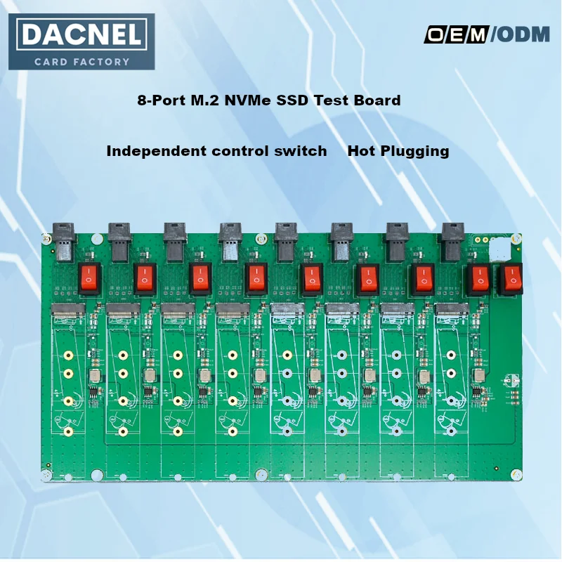 

8 Port M.2 M Key NVMe SSD Test Board High performance and High stability