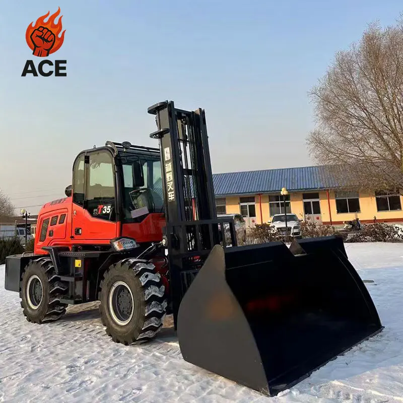 中国製ラフテレーンフォークリフト3トン4x4屋外オフロード全地形対応フォークリフトディーゼルフォークリフト3.5トン5トンEPA付き