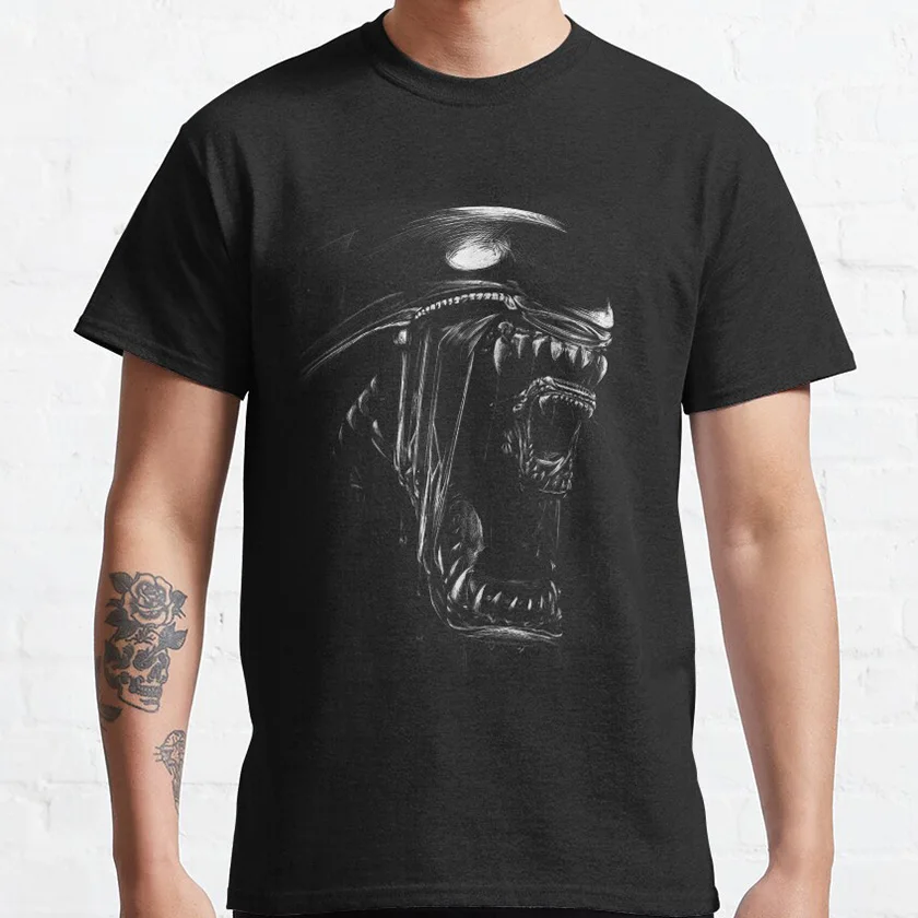 

Alien Xenomorph scratchboard chestburste Horror Sci-Fi Alien Weyland-Yutani space Scream scary film t shirt plus size clothing