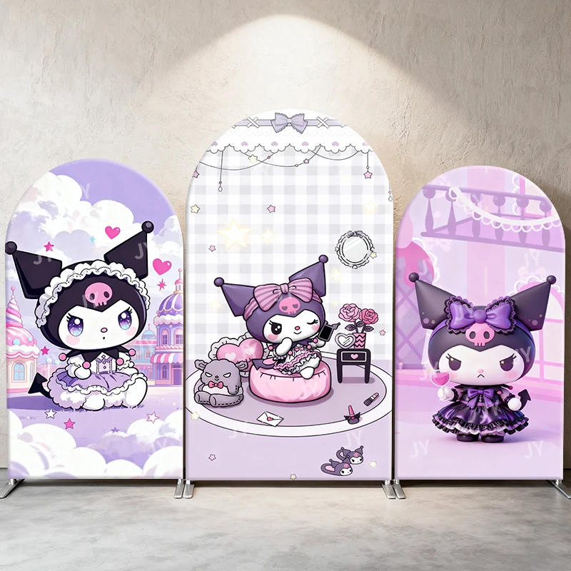 

Kuromi Arch Backdrop Cover Sanrio Dreamy Purple Background for Birthday Party, Kids Event, Baby Shower & Photography Decoration