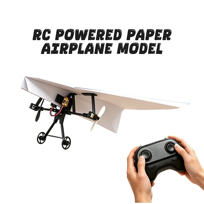 Electric Rc Paper Airplane Kit DIY Electric Remote Control Plane Manual Assembly Foldable Flying Micro Wing Drone Flight Model