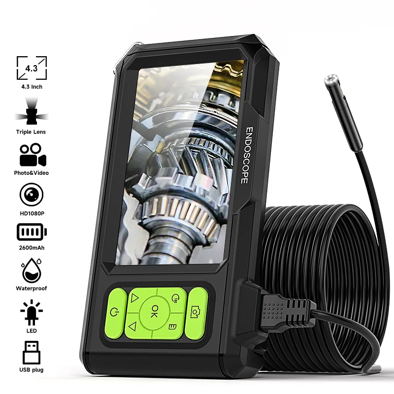 

Industrial Endoscope 4.3'' IPS Screen Automotive Inspection Borescope Video Autofocus Camera Single Dual Triple Lens USB Probe