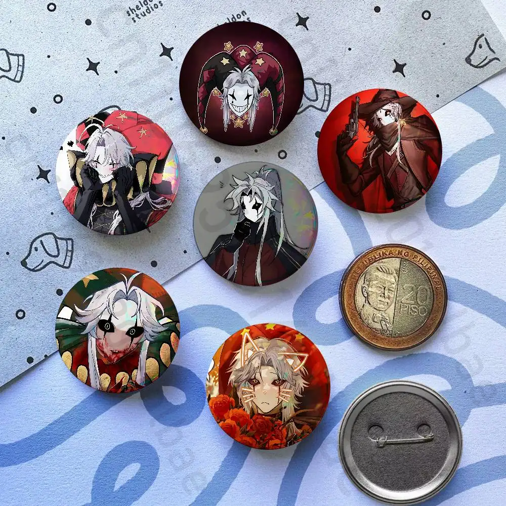F-Freak P-Pierrots Circus Creative Round 58mm Icon Badge Handmade Tinplate Brooch for Backpack Clothes Chest Ornament Gifts