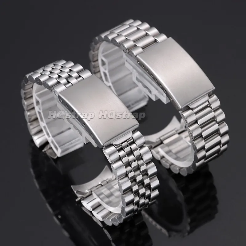 Gebogenes Edelstahl-Uhrenarmband 18/20mm, zwei Ausführungen, Metallglieder, Universalarmband für Rolex und Seiko, Faltschließe – Detail 2