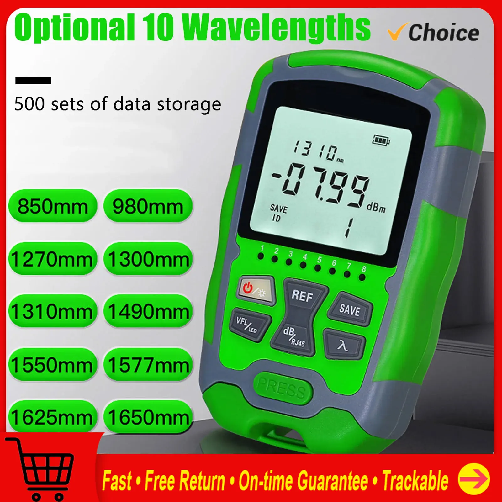 جهاز اختبار طاقة كابل بصري بالضوء الأحمر مع كابل شحن USB، مقياس طاقة بصري صغير قابل لإعادة الشحن