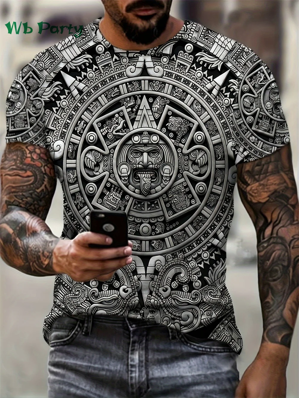 Aztec Themed Pattern 3D Print T shirt Compression Shirt Short Sleeve Tee Men\'s Summer T-shirts Vintage Print Men\'s Clothes Tops