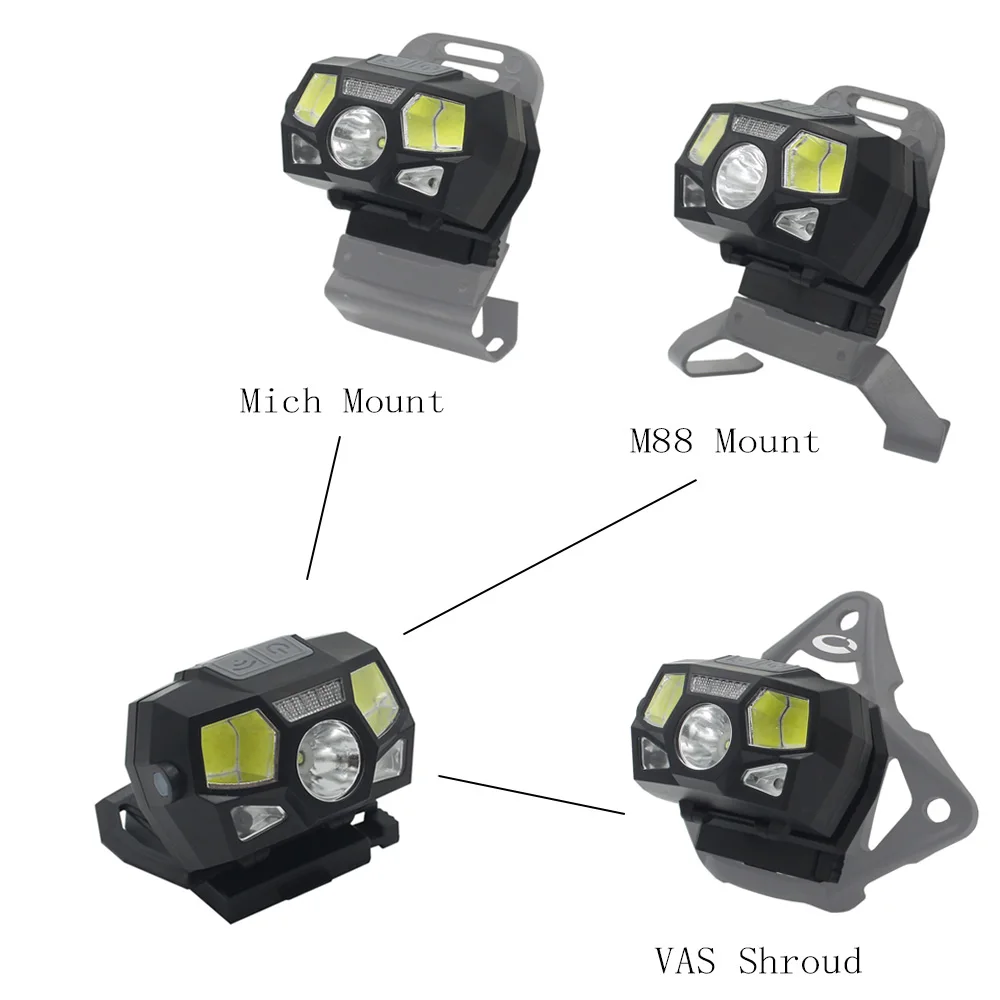 Nuovo casco tattico veloce MICH all\'aperto luce lampada frontale a induzione ricarica USB lampada di segnale impermeabile caccia pesca faro