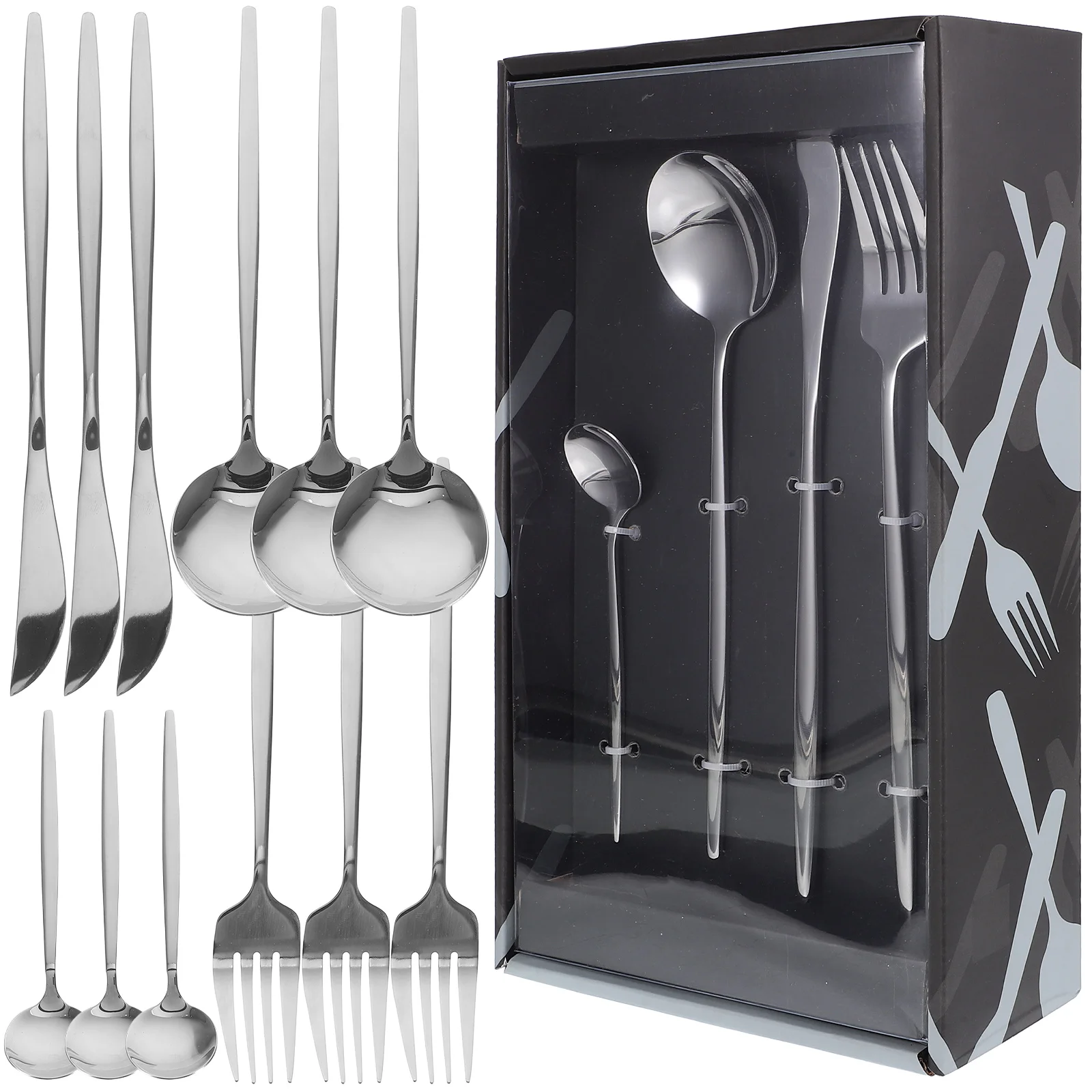 

1 Set Stainless Steel Cutlery Set For Western Dinner Steak Party Portable Flatware Kit Reusable Tableware Utensils Fork Spoon