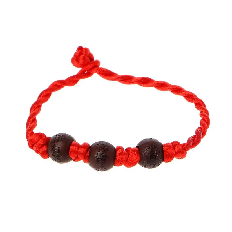 Pulsera cuerda roja tigre Año Nuevo E15E, pulsera trenzada hilo rojo hecha a mano para Protec