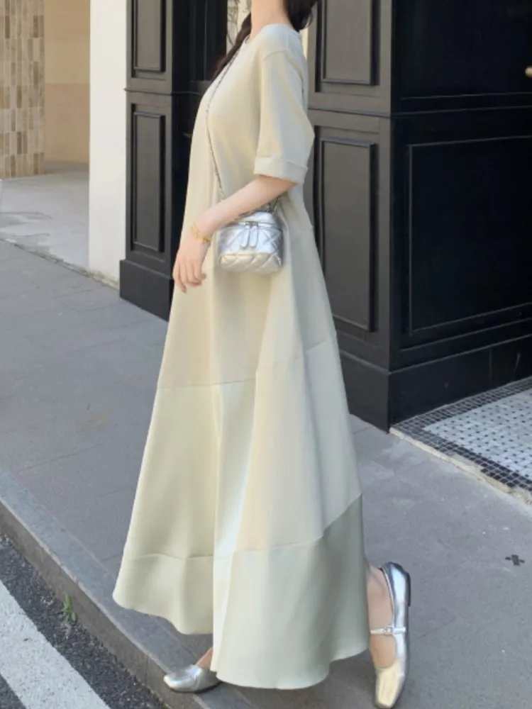 Abito estivo taglie forti T-shirt da donna elegante vintage chic lungo verde abito da donna abiti da donna abiti