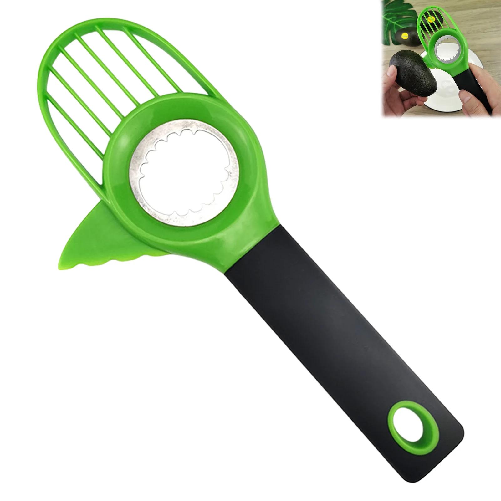Avocado Slicer Professional Kitchen Tool for Health Lovers 3-in-1 Pitter Scooper Stainless Steel Fruit Cutter Gadget Durable