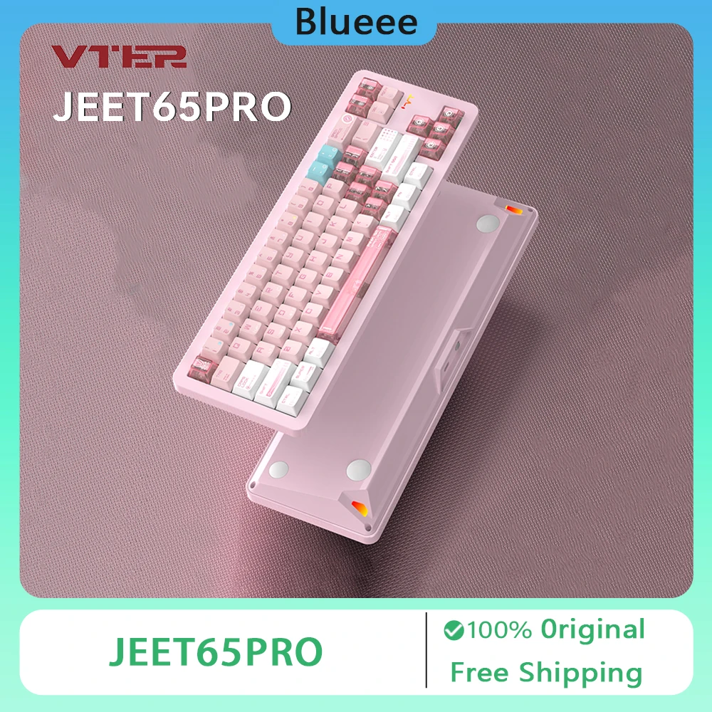 

VTER JEET65PRO клавиатура с магнитным переключателем из алюминиевого сплава, проводная клавиатура на заказ RT0,01 мм, 8 кГц, датчик Холла, RGB, игровые аксессуары