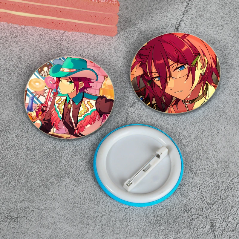 Anime Collection Ensemble Stars Tinplate Pin Round Cartoon Snap-in Brooches for Backpack Accessories Badge Handmade Decoration