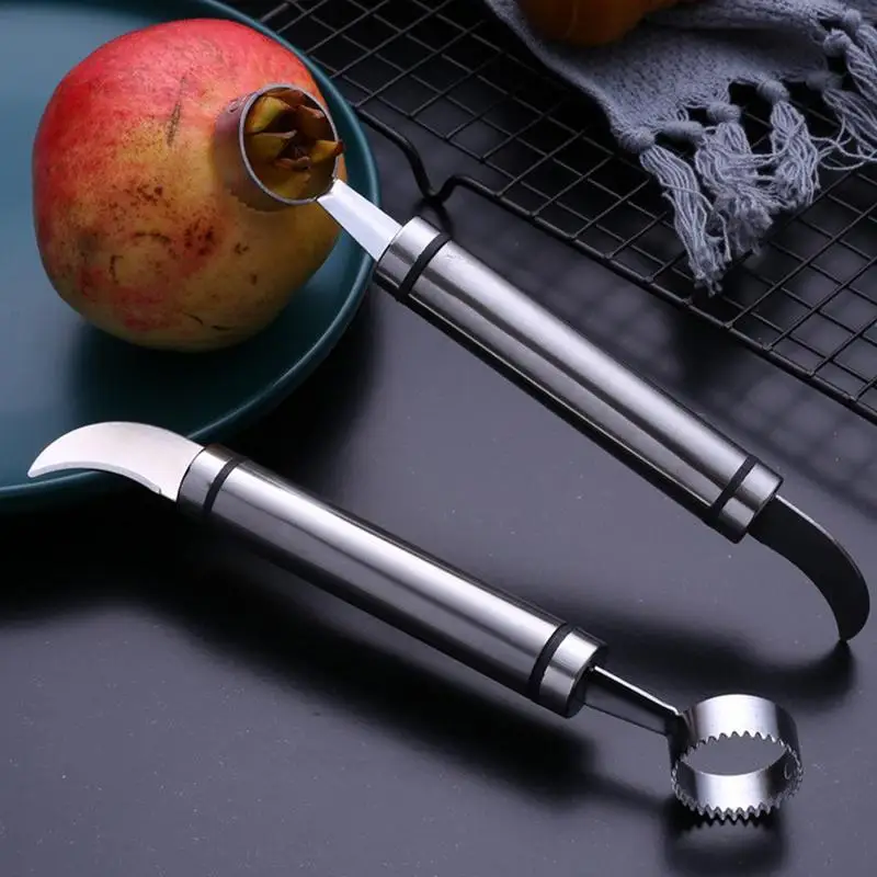 Double head Pomegranate Fruit Cutter  Multifunctional Stainless Steel Grapefruit Knife Orange Peeler Fruit Opener Kitchen access