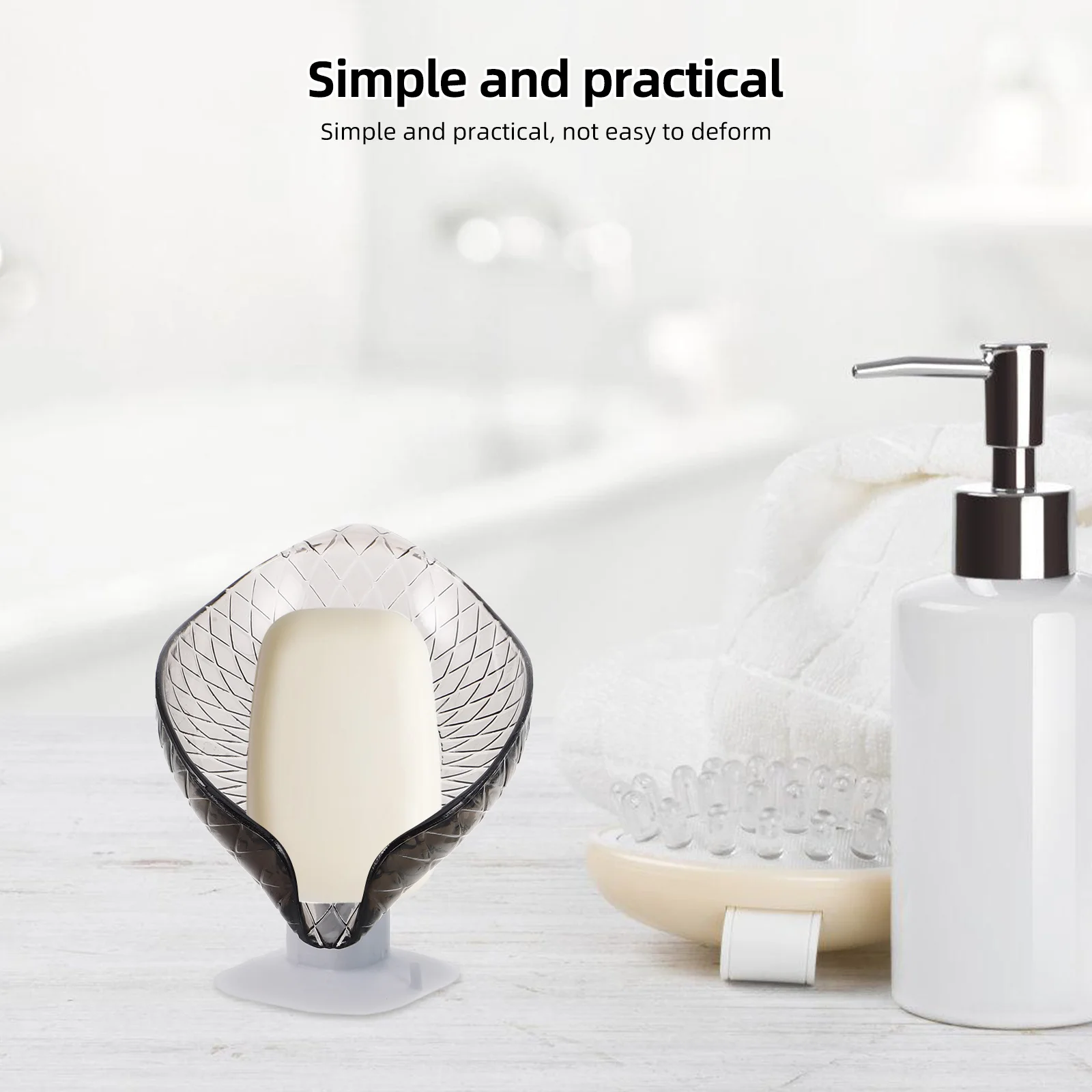 

2Pcs Leaf Shape Soap Stand Suction Cup Self Draining Soap Holder Bathroom Kitchen Countertop Organizer