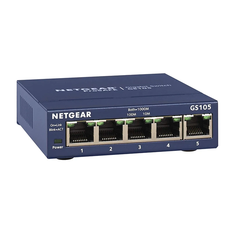 Netgear gs105ギガビットスイッチ,5ポート,10/100/1000ギガビット,イーサネット,帯域幅,10 gbps,非管理デスクトップスイッチ