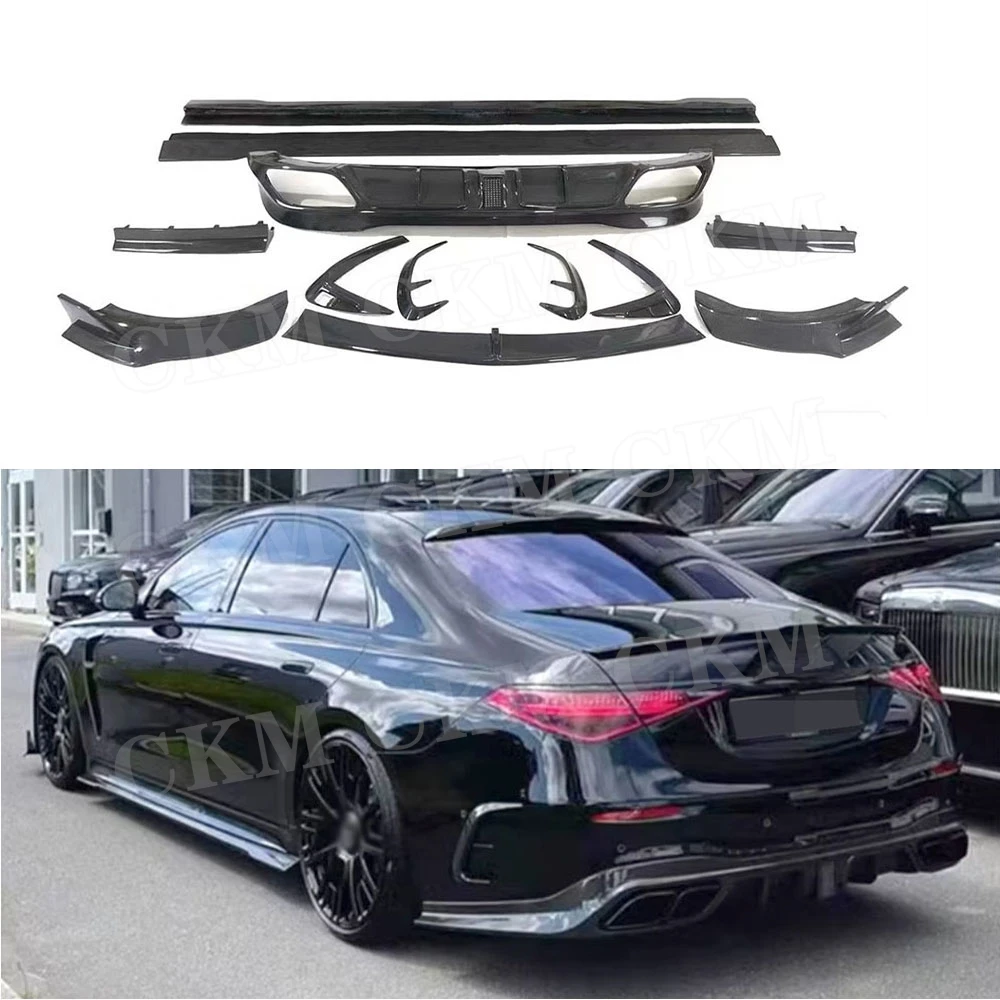 

Carbon Fiber Front Bumper Lip Spoiler Rear Diffuser Side Skirts FRP for Benz S Class W223 S450 S500 Sport 2021-2023 Body Kits