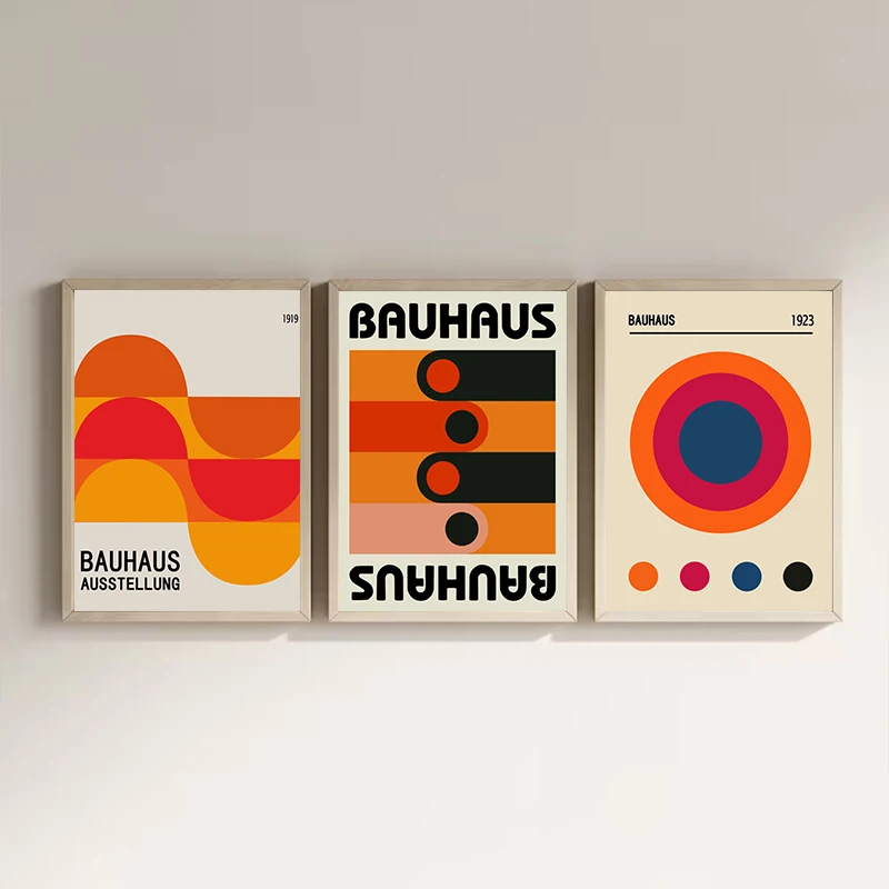 Bauhaus Colourful Art Abstract Poster Medieval Vintage Exhibition Aesthetic Canvas Painting Bedroom Kitchen Decorative Wall Art