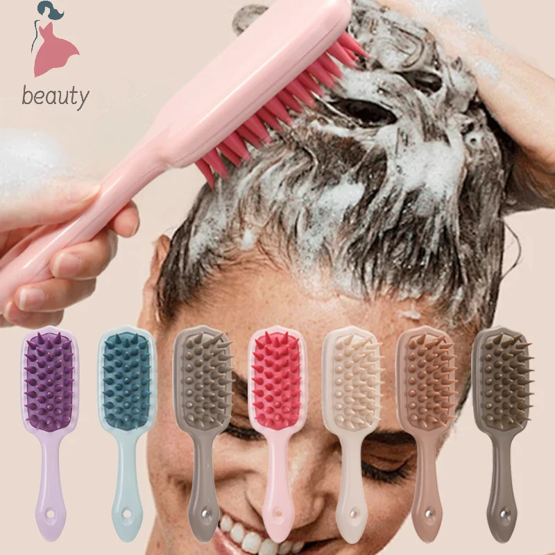 Cepillo de champú de mango largo, peine de masaje de cuero cabelludo de silicona, cepillo de lavado de cabello, masajeador de cabeza, cepillo de baño, depurador corporal, accesorios para el cabello