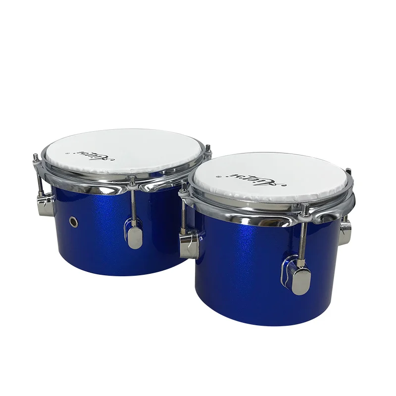 Blue Colour Custom Brand Made 6/8 Inch Maple Wood Bongo Drums Set Percussion Musical Instrument for Sale