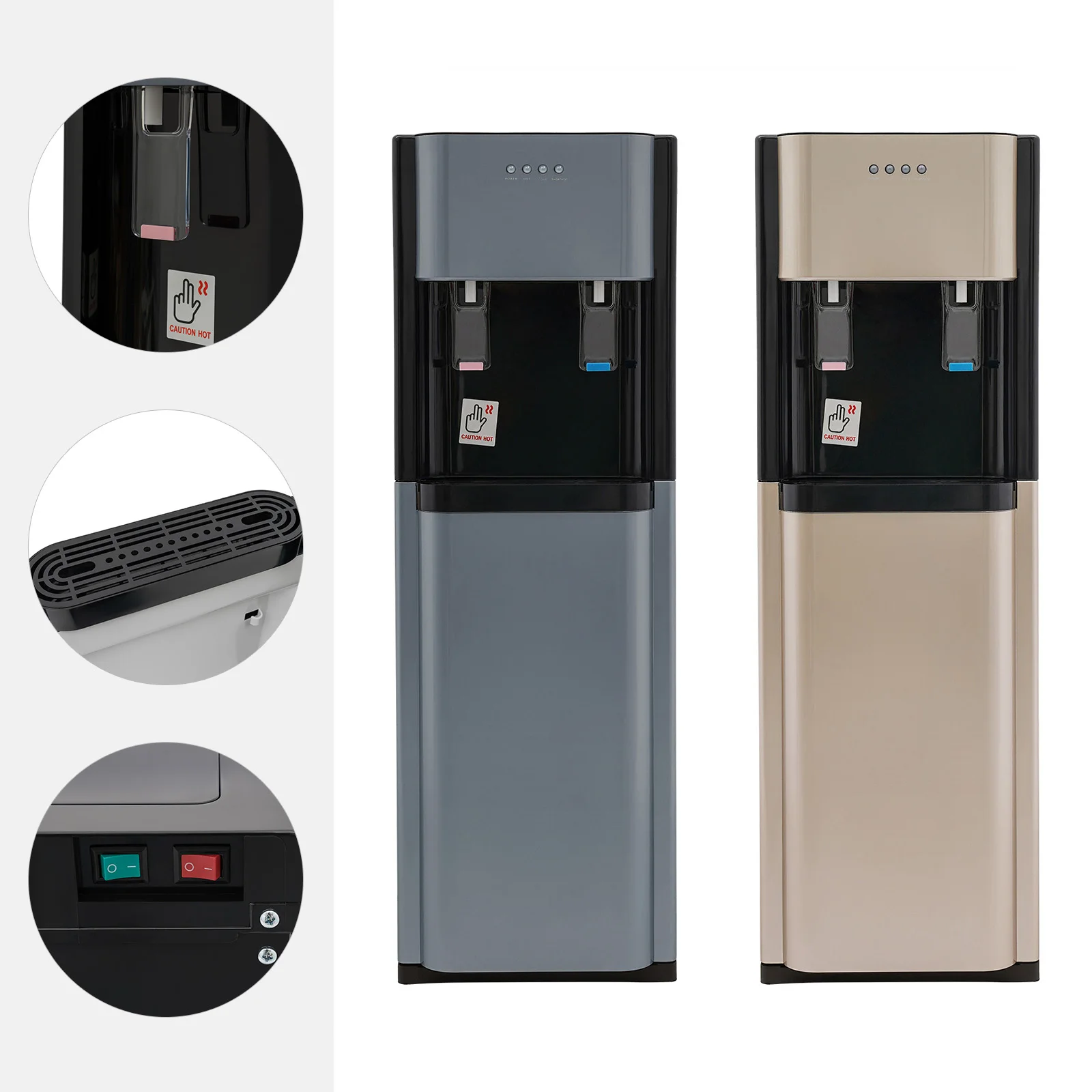 موزع مياه من الفولاذ المقاوم للصدأ تحميل سفلي، موزع مياه ذهبي/رمادي مع تسخين وتبريد للمنزل والمكتب