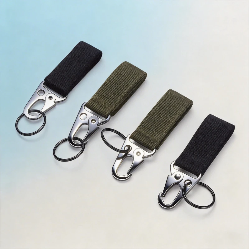 Military Style Nylon Keychain Heavy Duty Metal Clasp Outdoor Camping Hiking Car Key Ring Holder Men's Gift Black Green Gear