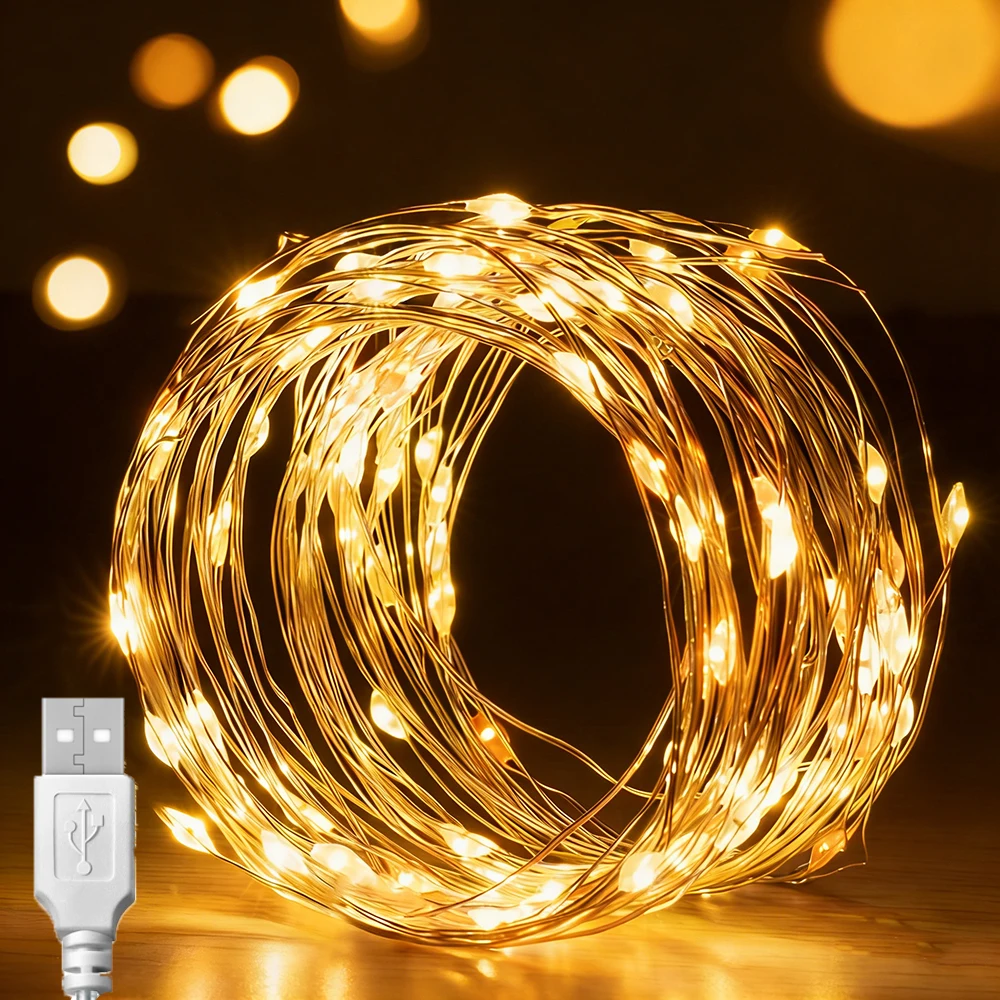 

LED Fairy Light String USB-Powered Garland for Holiday Room Decor Parties Weddings Dining Tables Halloween Festive Wall Lighting