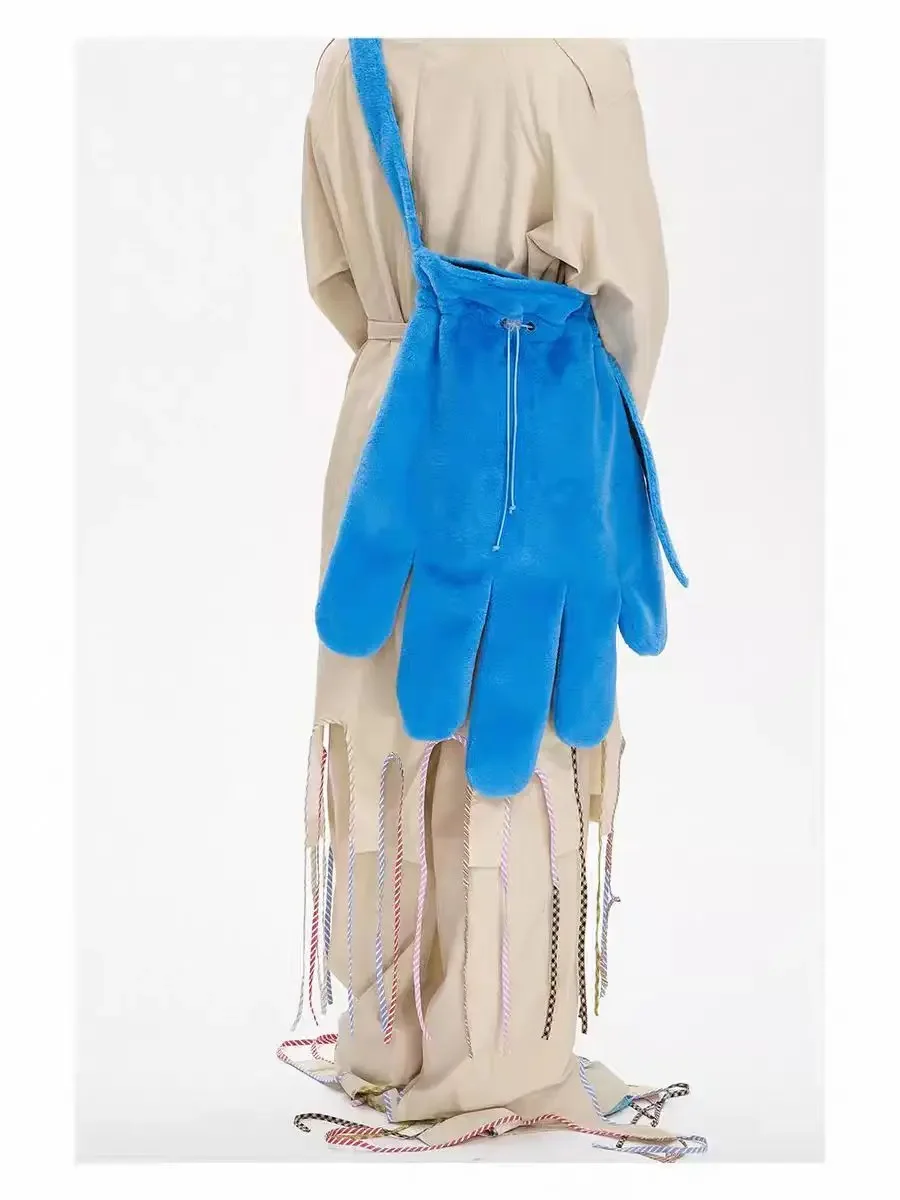 

Glove Shaped Bag 2024 New Fashion Street Style Imitation Wool High-Capacity Shoulder Bag Pures Crossbody Girls Bag Unisex