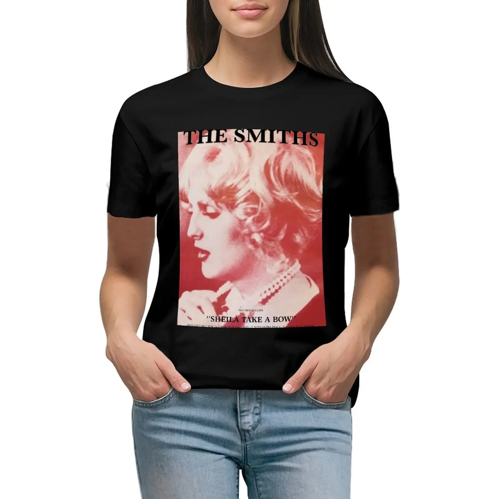 

Sheila take a bow poster (The Smiths) T-Shirt oversized summer tops heavyweights tops tight shirts for Women