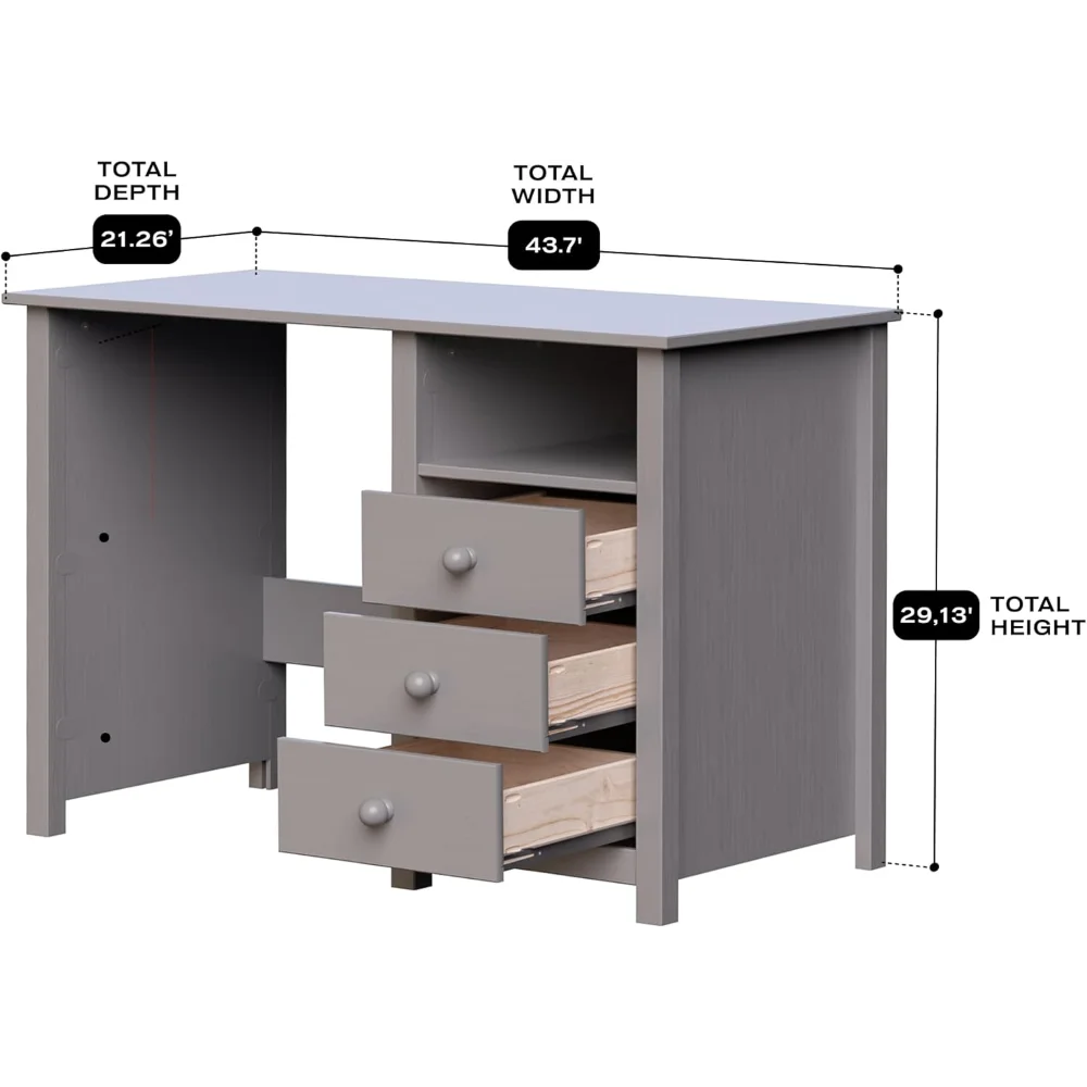 

Compact Solid Wood Desk with Drawers – Pine Writing Desk for Home Office or Bedroom