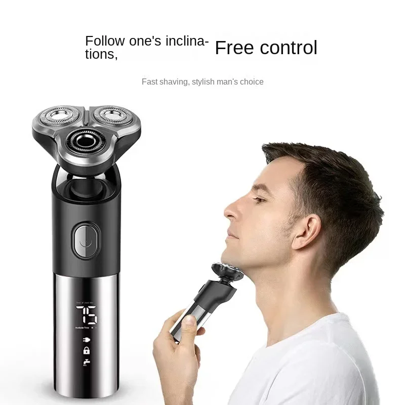 

New men's electric full body washable shaver, dry and wet 3D floating three leaf shaver, easy to charge