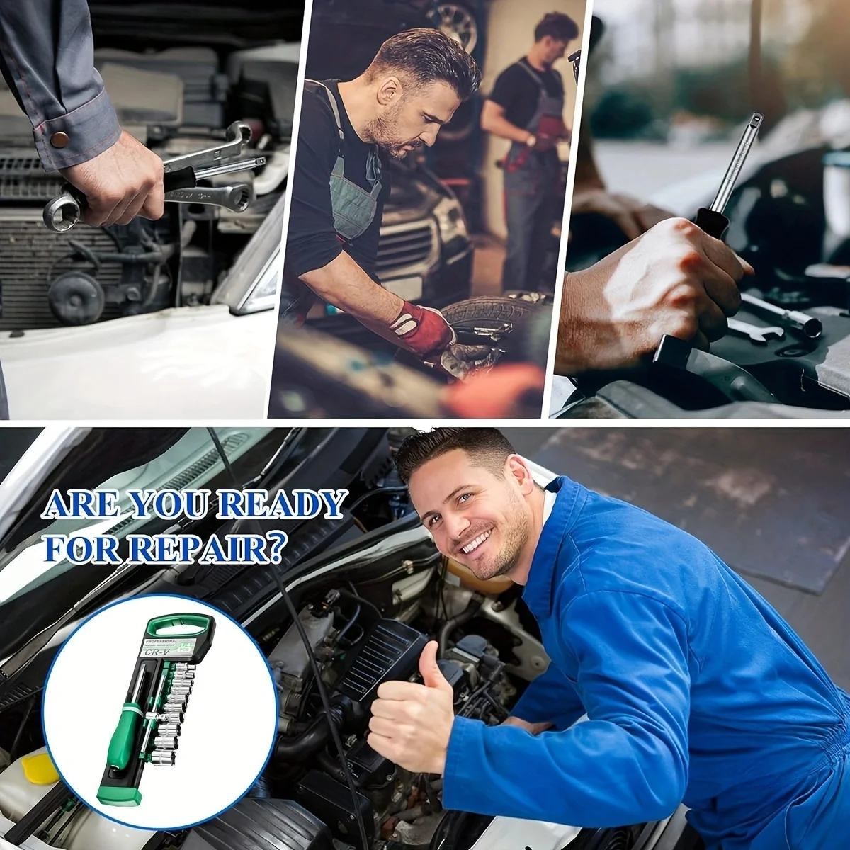 1/4 Inch Ratchet Socket Wrench Set,Socket Set with Quick Release Reversible Ratchet Wrench and Extension Bar, 12pcs Mechanic Too