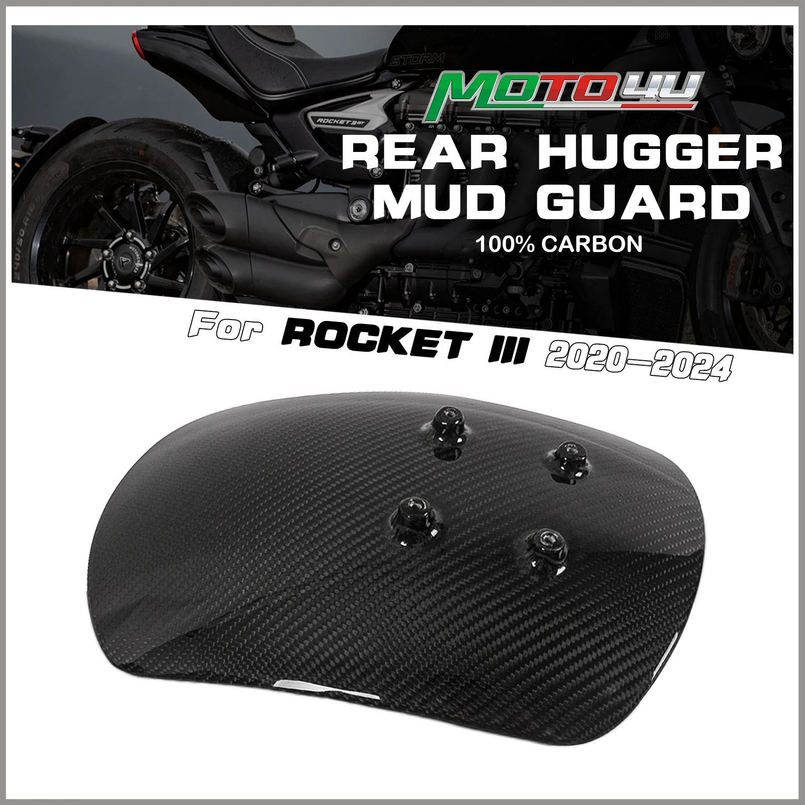 Guardabarros trasero de fibra de carbono para motocicleta, carenado, reacondicionamiento, tejido de sarga, para Triumph Rocket III Rocket3 2020 2021 100%
