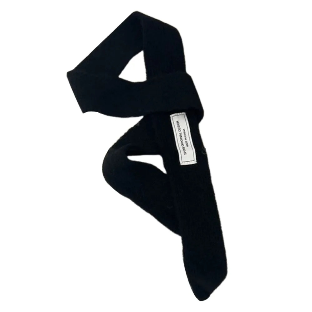 

Y2K однотонный вязаный шарф из мягкой шерсти, длинный шейный платок, длинные узкие шарфы, осень-зима