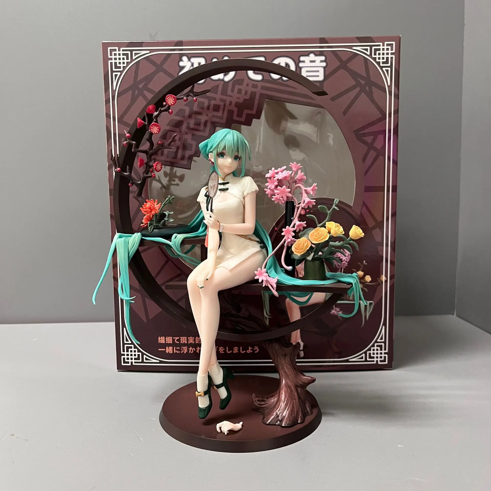 25cm Anime cheongsam Hatsune Miku Q Version Action Figure PVC Model Statue Computer desk ornament doll Toy Collect Gifts boxed