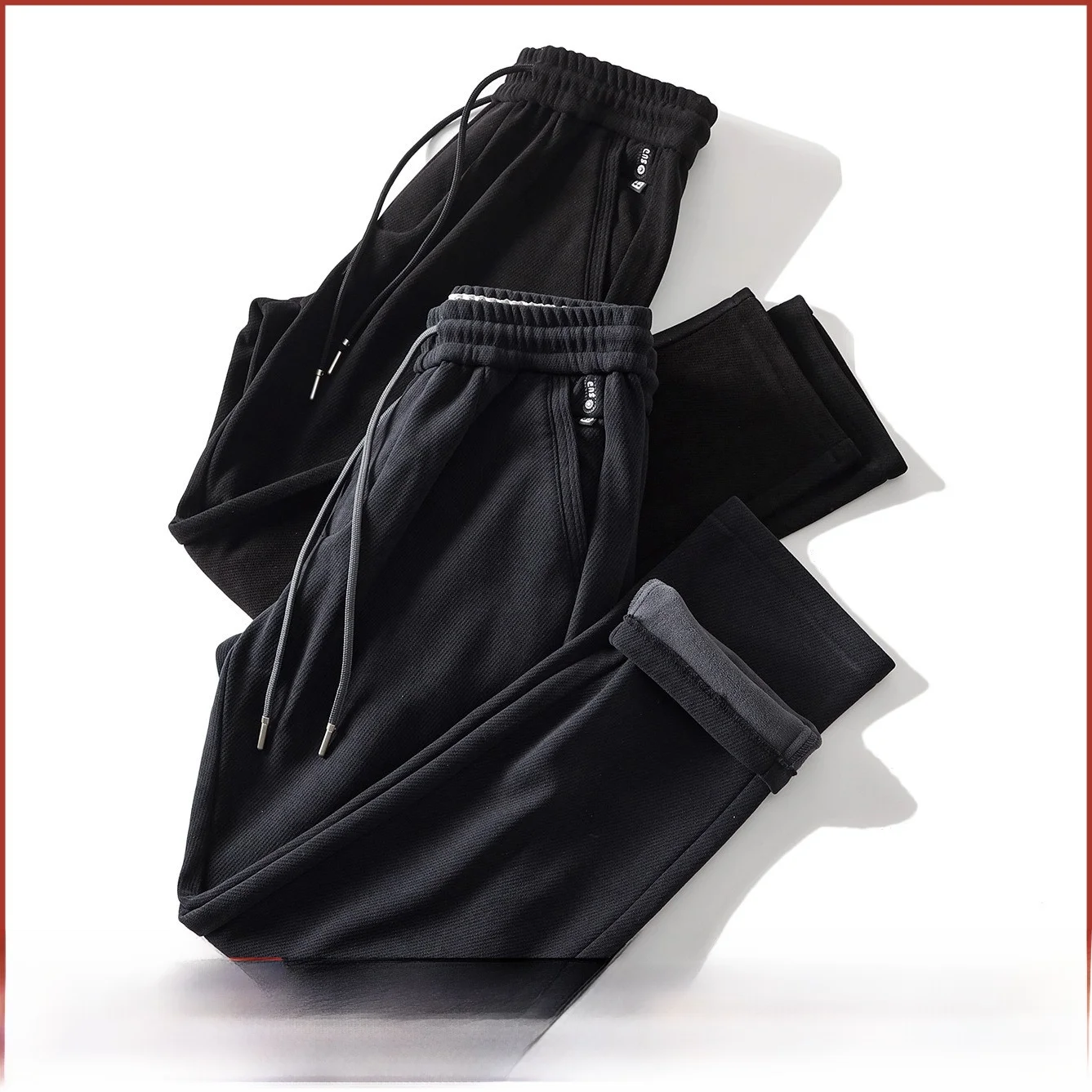 Thiened مستقيم الساق السراويل الرجال اللون Fce اصطف الخريف الشتاء ألياف البوليستر مرونة الخصر مريحة