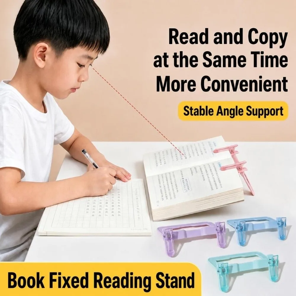 Foldable Reading Bookmark Holder Double Head 12° Book Clip Stand Non Slip Adjustable Support Desktop Reading Stand
