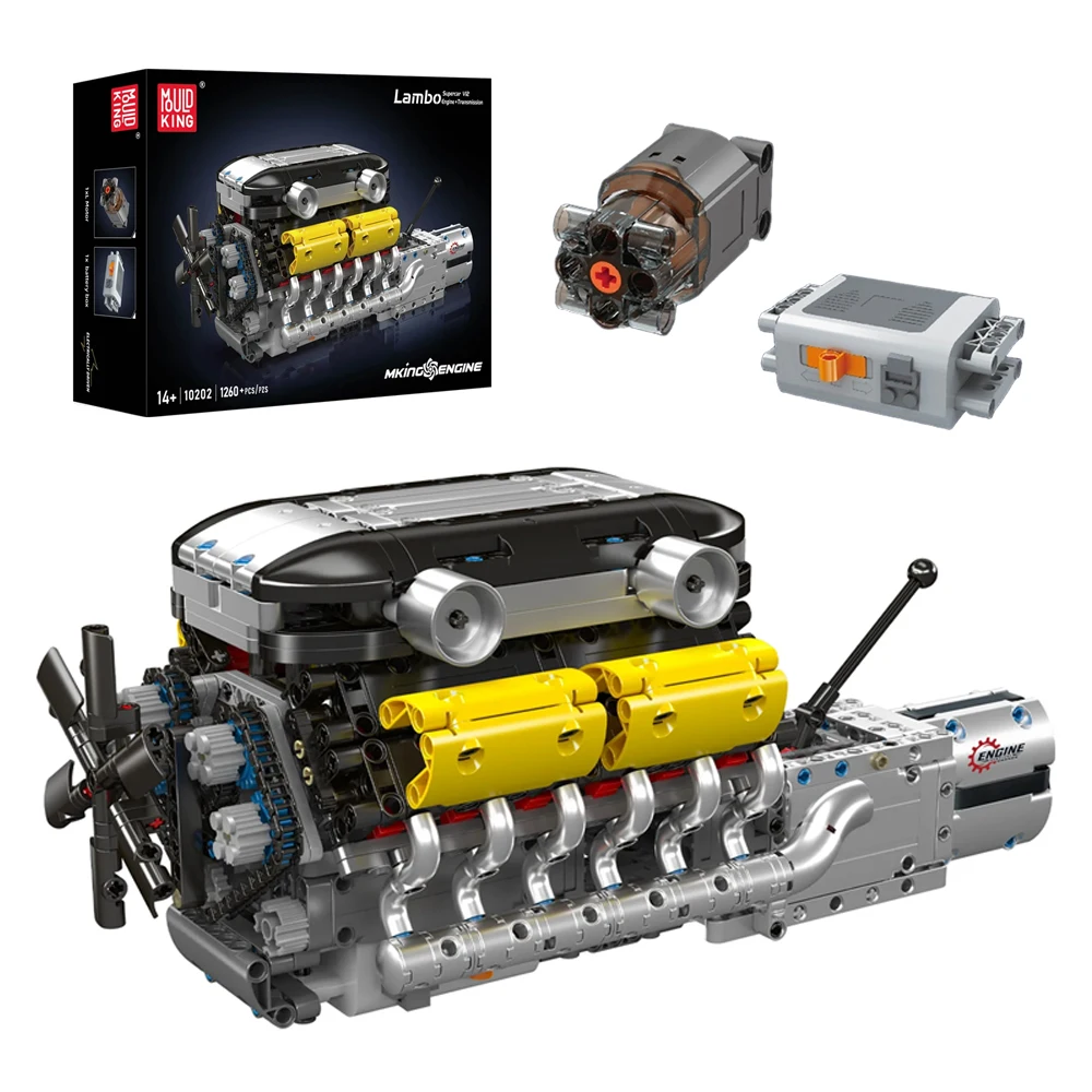 

Модель двигателя Mould King 10202 V12 с двигателем коробки передач для технического суперкара LamBo, комплект сборки строительного блока, 1260 шт., детская игрушка