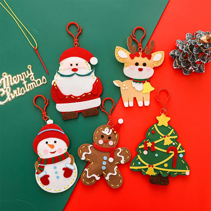 Cartoon Cute Christmas Felt DIY Keychain Creative Pendant Cartoon Non-woven Fabric Backpack Decoration Children Toys Gifts